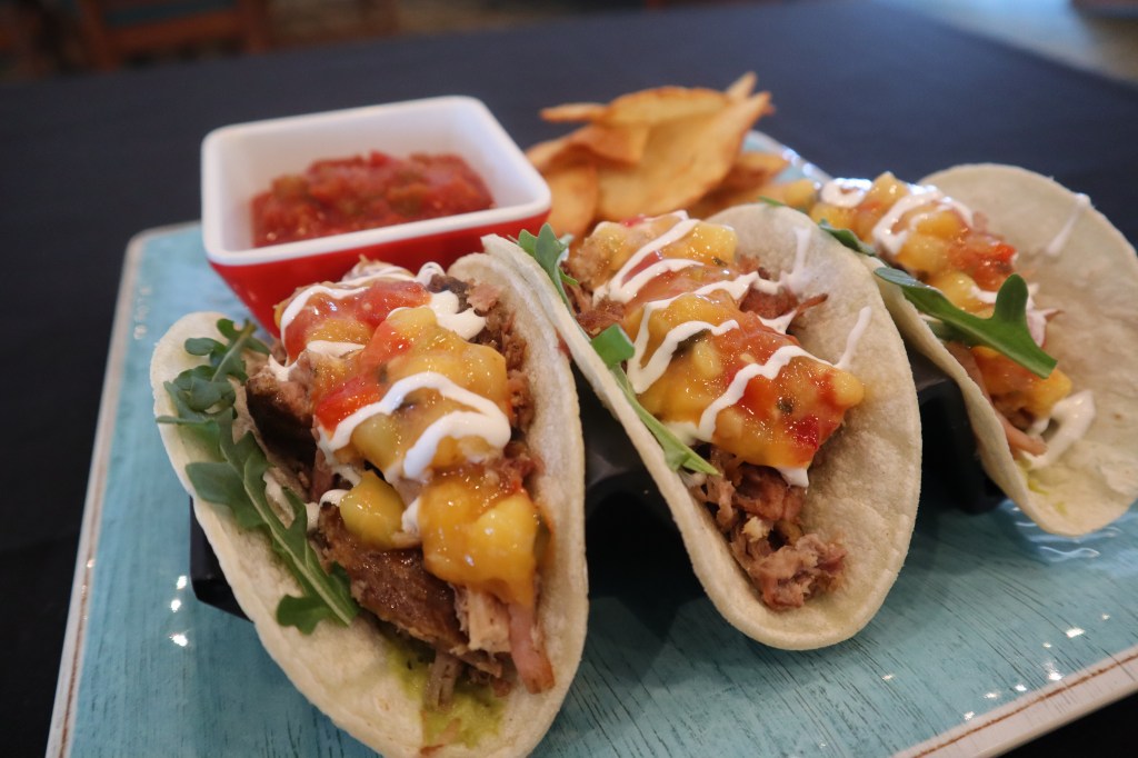 Caribbean pork tacos